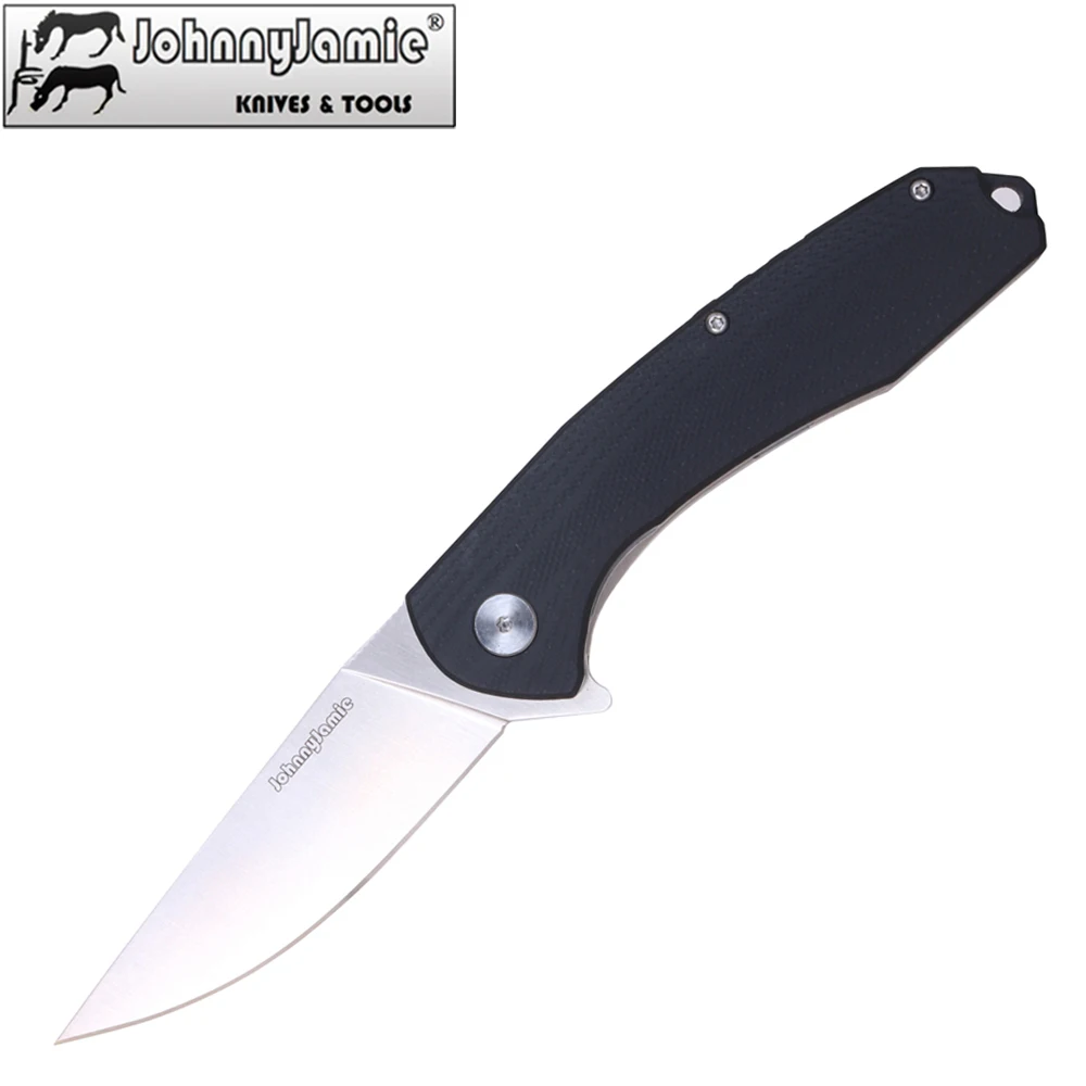 

JohnnyJamic New Design Model 3 Tactical Folding Knife D2 Plain Edge Blade G10 Handle Camping Survival Pocket Knife EDC Hand Tool