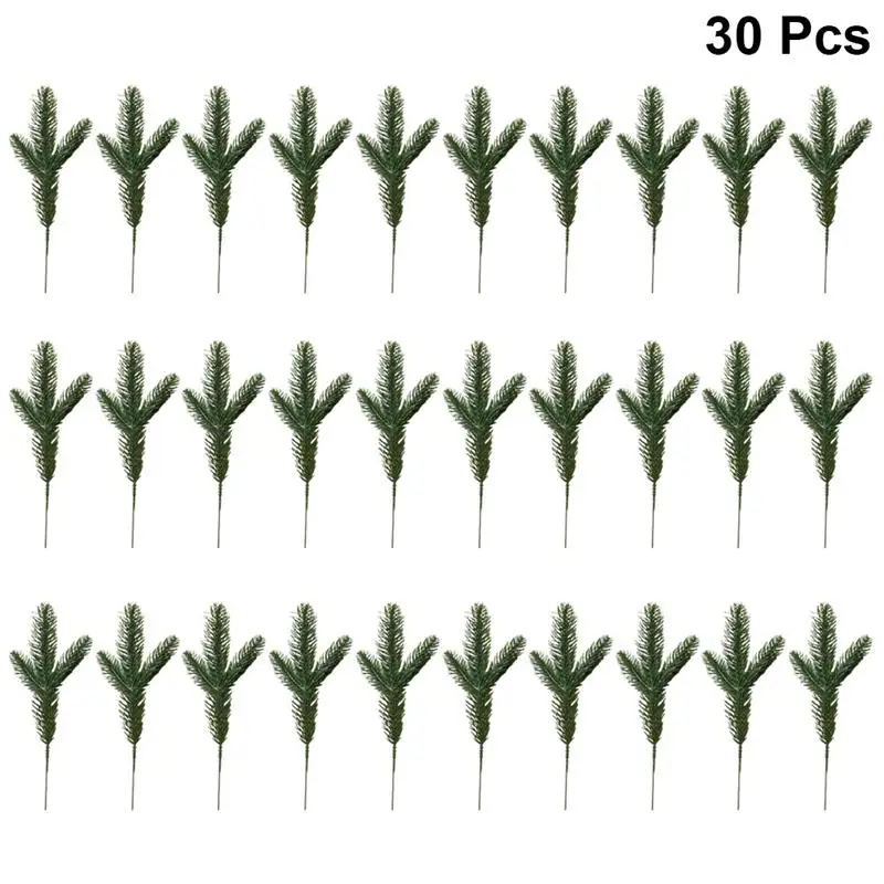 30 шт., искусственные сосны, декоративная стимуляция, Рождественская сосна, зелень, стеблей, сосновые палочки, веточка для украшения