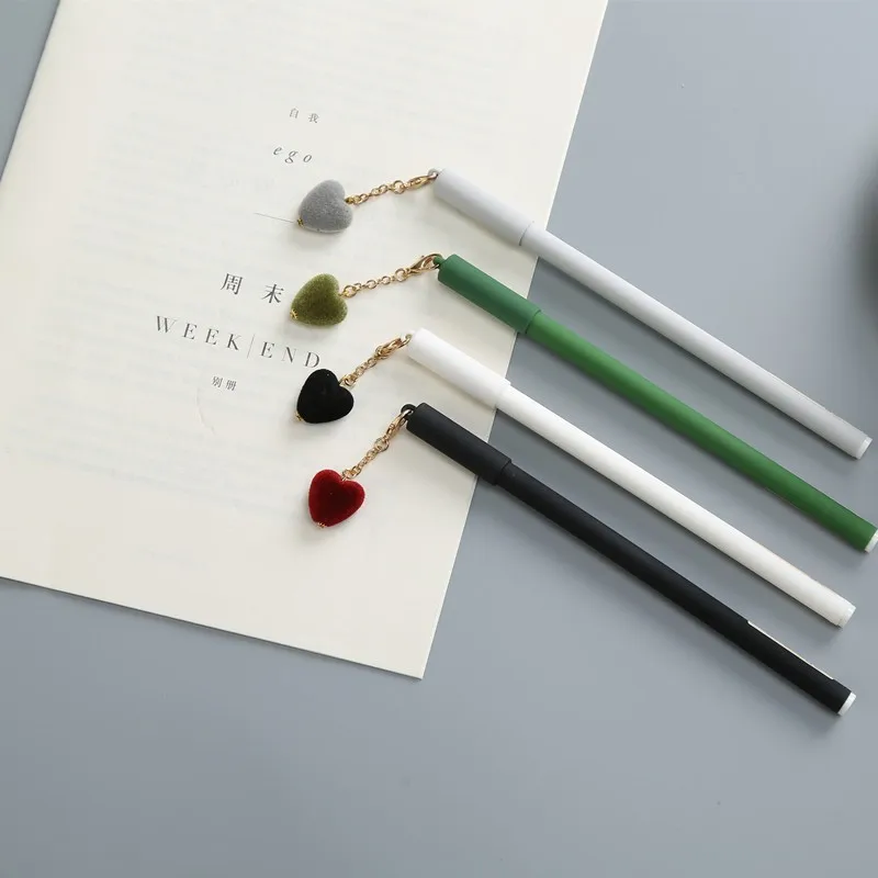 

36pcs/lot Quality Love Heart Pendant Gel Pen 0.5mm Ink Pen Promotional Gift Stationery School & Office Supply