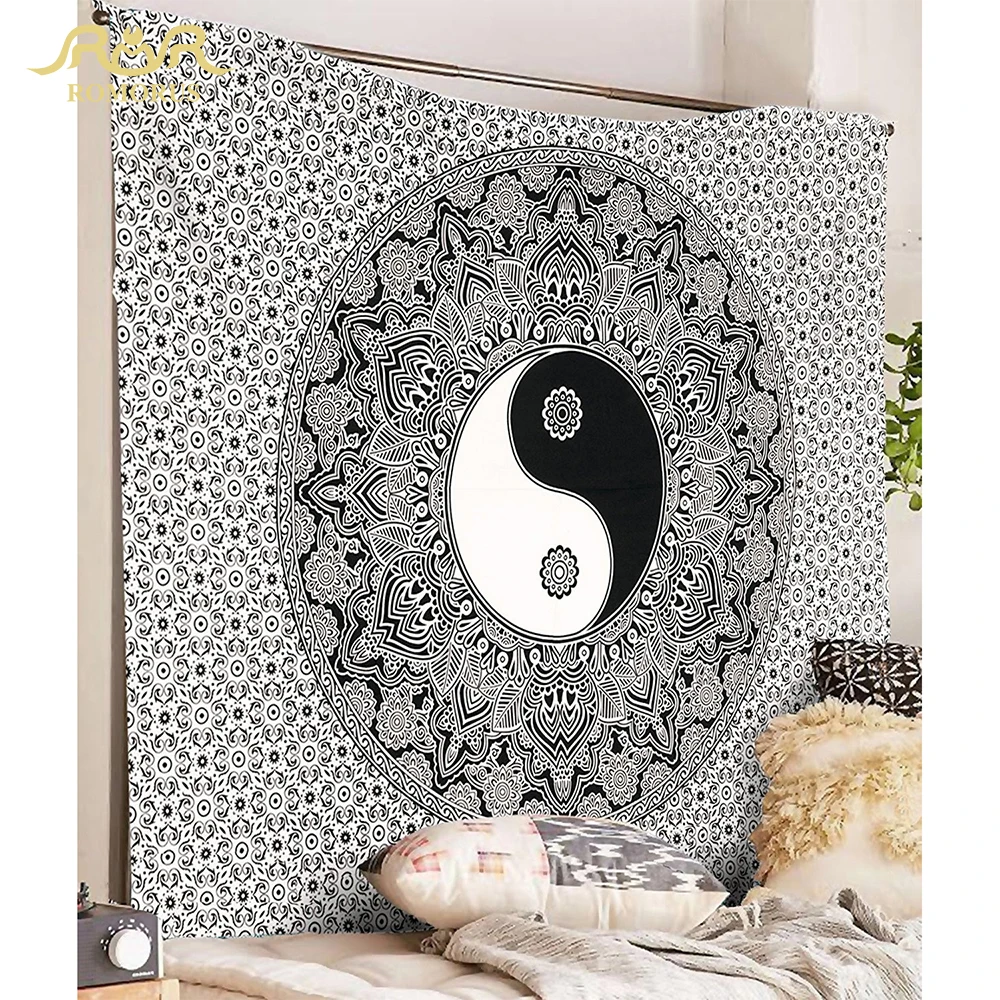 

ROMORUS China Tai Chi Wall Hanging Tapestry Mandala Mat Multipurpose World Map Art Tapisserie Bedspread Tenture 165x145cm