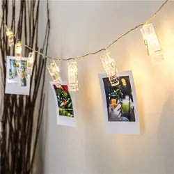 20 фото клип светодиодной строки Батарея питание гирлянда фея света для домашнего декора Memos карта висит фотографии работа Flasher лампа