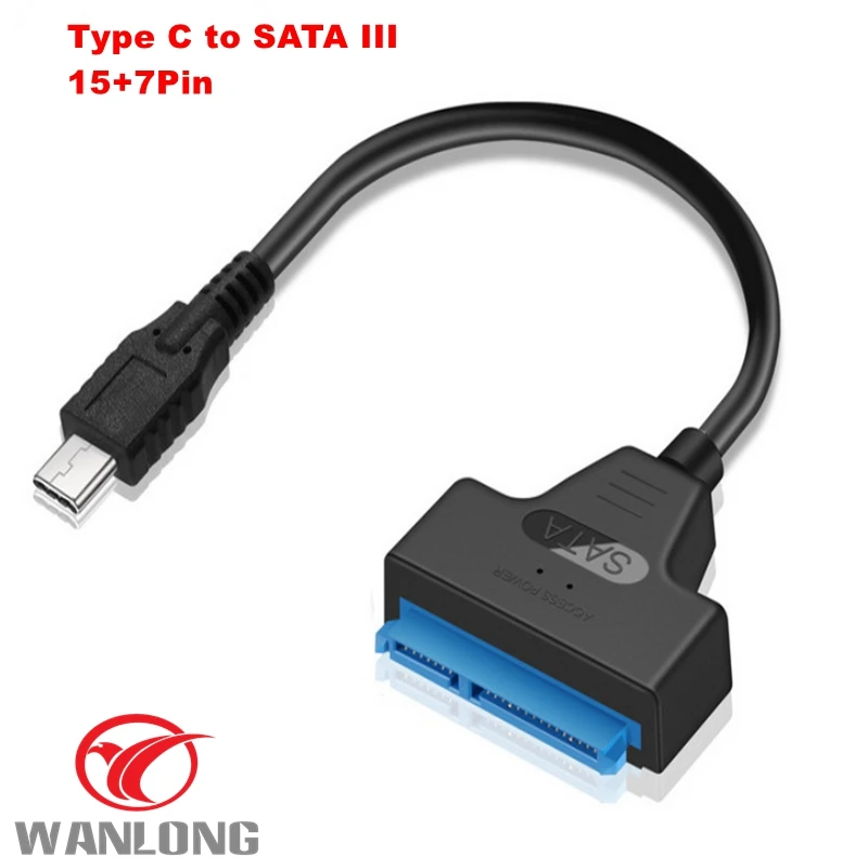 Wholesale 10pcs Type C3.1 to SATA III 22Pin 7+15pin for SSD Hard Drive Adapter ThunderBolt Capable blue shipping free | Электроника