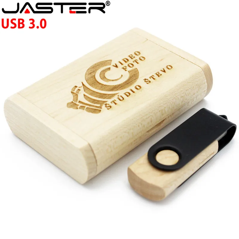 JASTER Usb 3 0 деревянная палка + металлический поворотный зажим costom логотип 4 64 Гб флэш