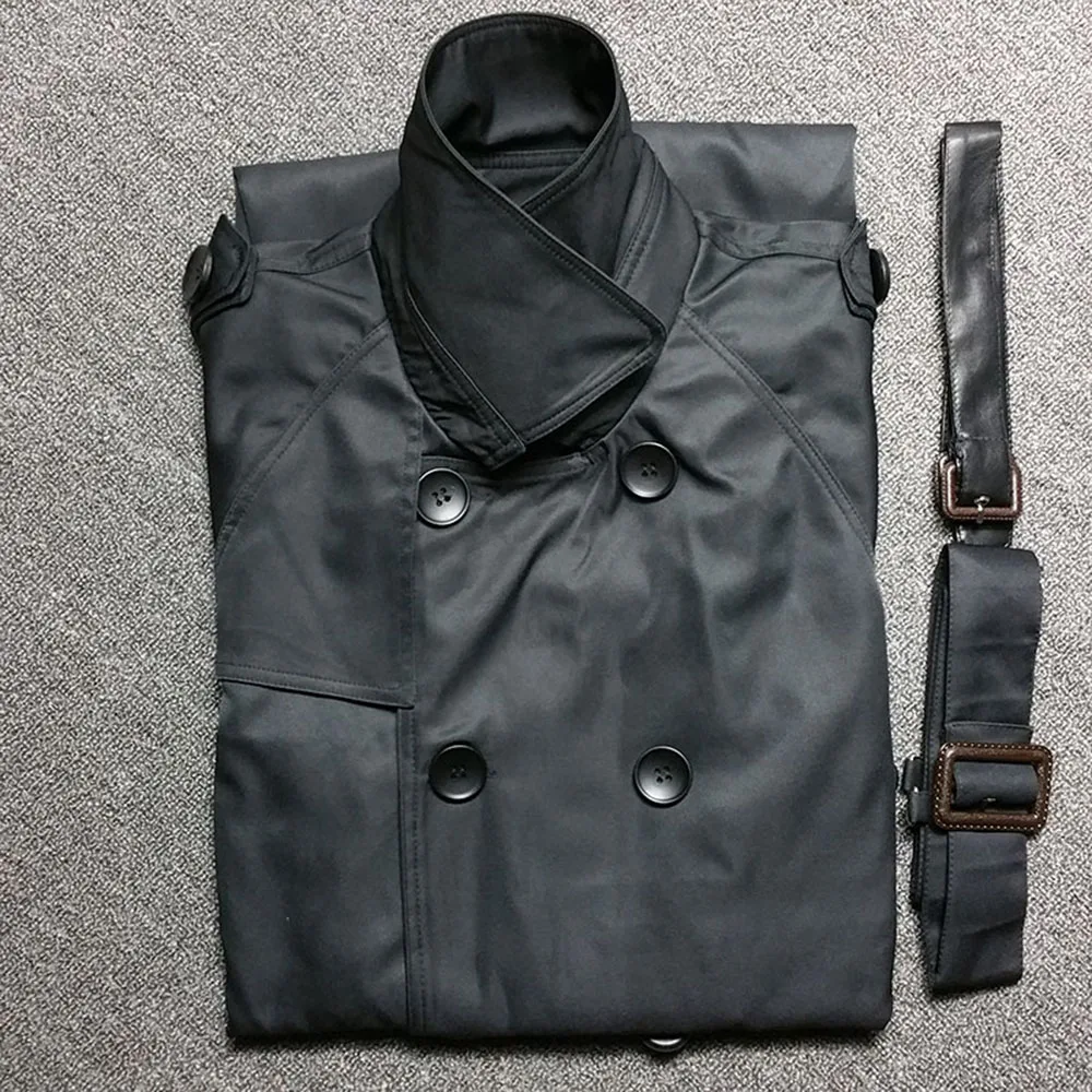Classic Full length Male Trenchcoat Jacket Extra Long Black Trench Coat Men Double Breasted Belted Burgundy Navy Plus Size 5XL