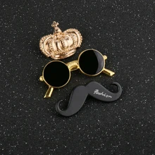 Moda bigote negro barba esmalte Pin Set tubo gafas broche solapa Pins para hombres broche insignia Vintage broche