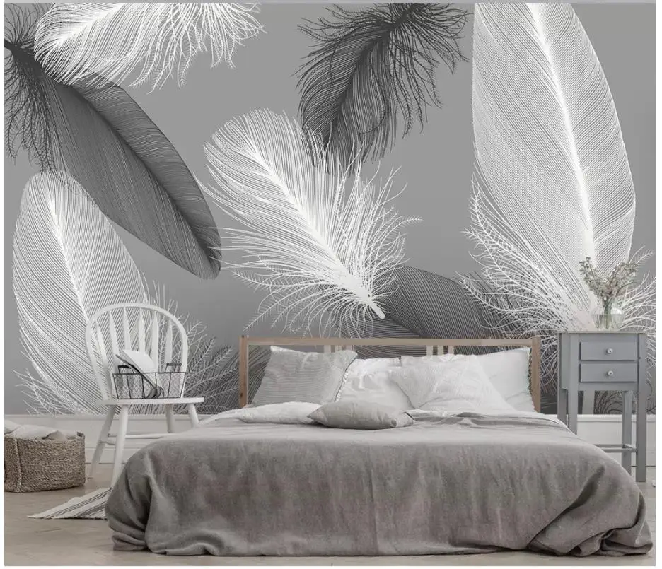 

3D Wallpaper Custom 3d Mural Wallpaper Modern nordic feather wall TV Living Room Background 3D Mural Wall Paper Home Decor