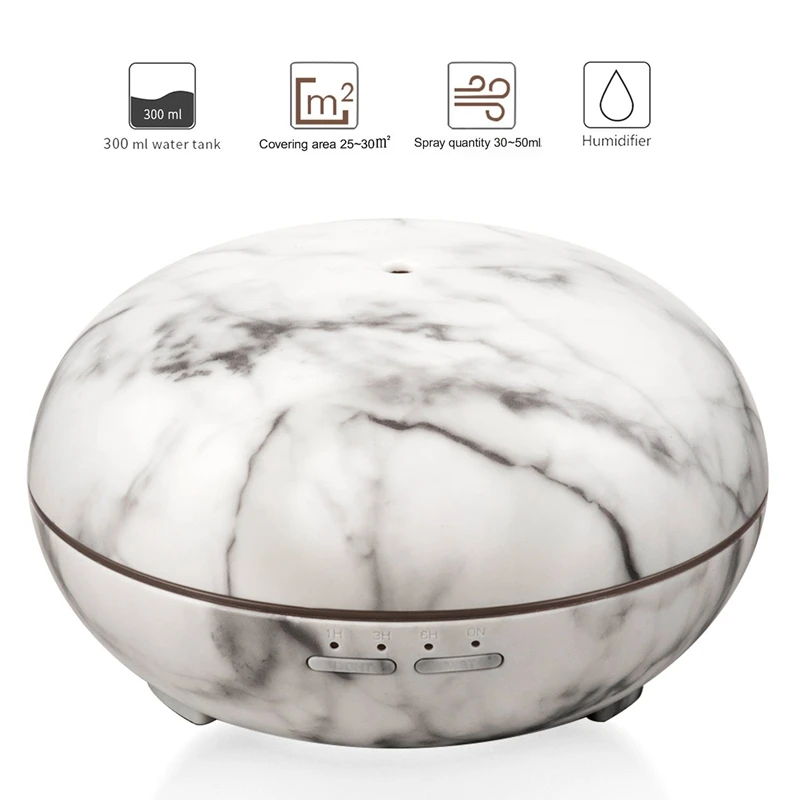 

Essential Oil Diffuser White Marble 300ml Adjustable Mist Size Ultrasonic Aroma Diffuser and Air Humidifier Waterless Auto Shu