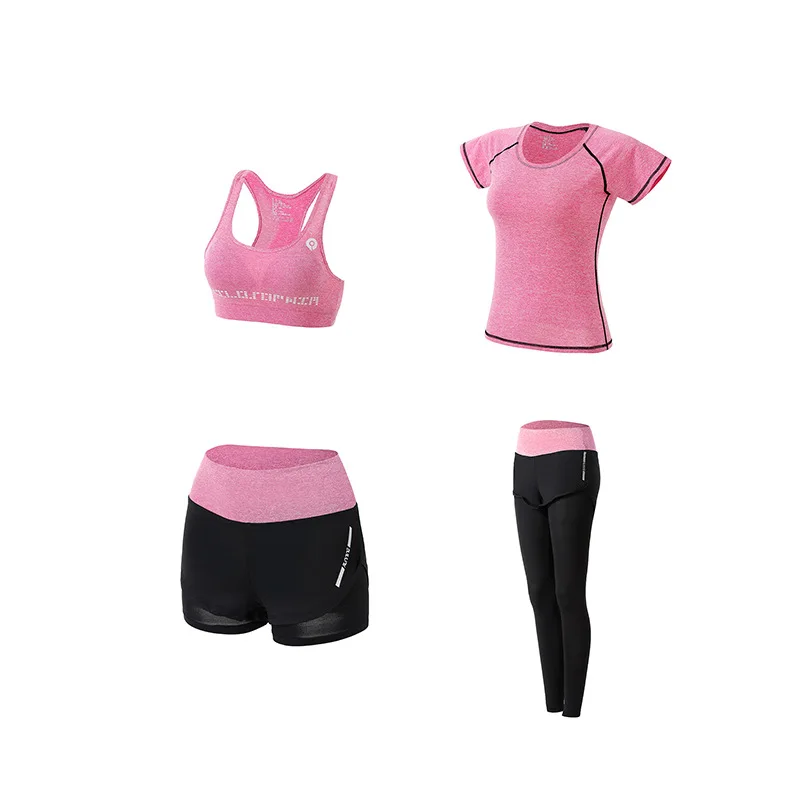 Voobuyla 3XL, Женский комплект для бега, костюм для йоги, спортивная куртка+ бюстгальтер+ штаны, дышащий спортивный костюм для бега, 5 шт., набор, Осенний Быстросохнущий костюм для йоги