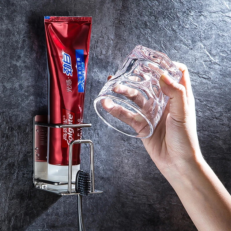 الحمام تخزين الرف اكسسوارات الديكور مجموعة كوب زجاجي ل فرشاة الأسنان المرحاض حامل من الستانليس ستيل فرشاة الأسنان المنظم