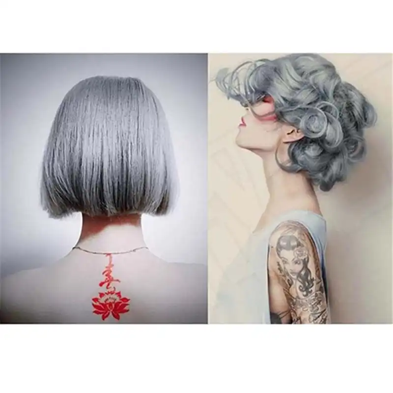 Hot Fashion Womens Dye Hair Cream 100ml Hair Color Permanent Punk Hair Dye Light Gray Silver Colors Cream Hair Care Products