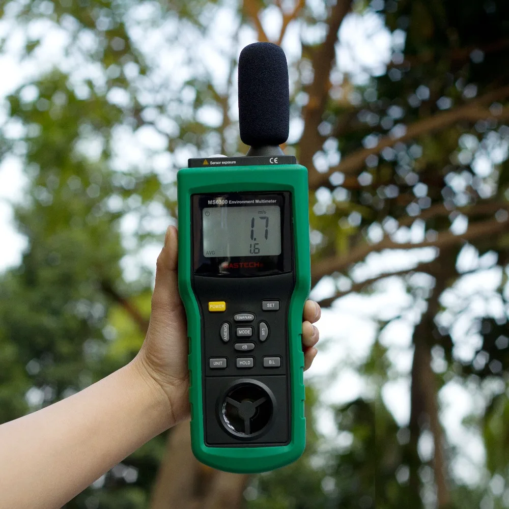 

MASTECH MS6300 Digital Multifunction Environment Meter Temperature Humidity Sound Air Flow Meter luminometer Anemometer