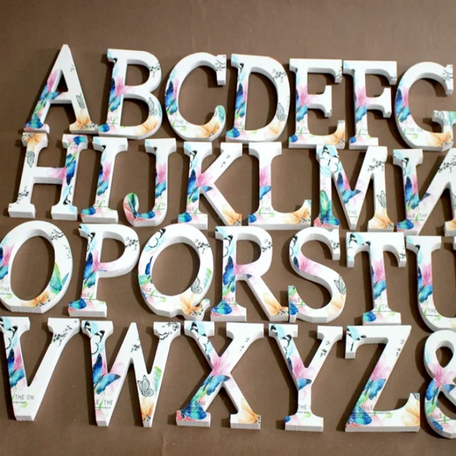 wooden letters english word name design art craft standing heart wooden letters design