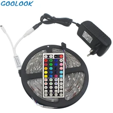 Goolook RGB Светодиодные ленты светильник Водонепроницаемый RGB светодиодные ленты SMD 5050 гибкий диода светодиодный лента+ ИК-пульт дистанционного управления+ DC12V Мощность адаптер