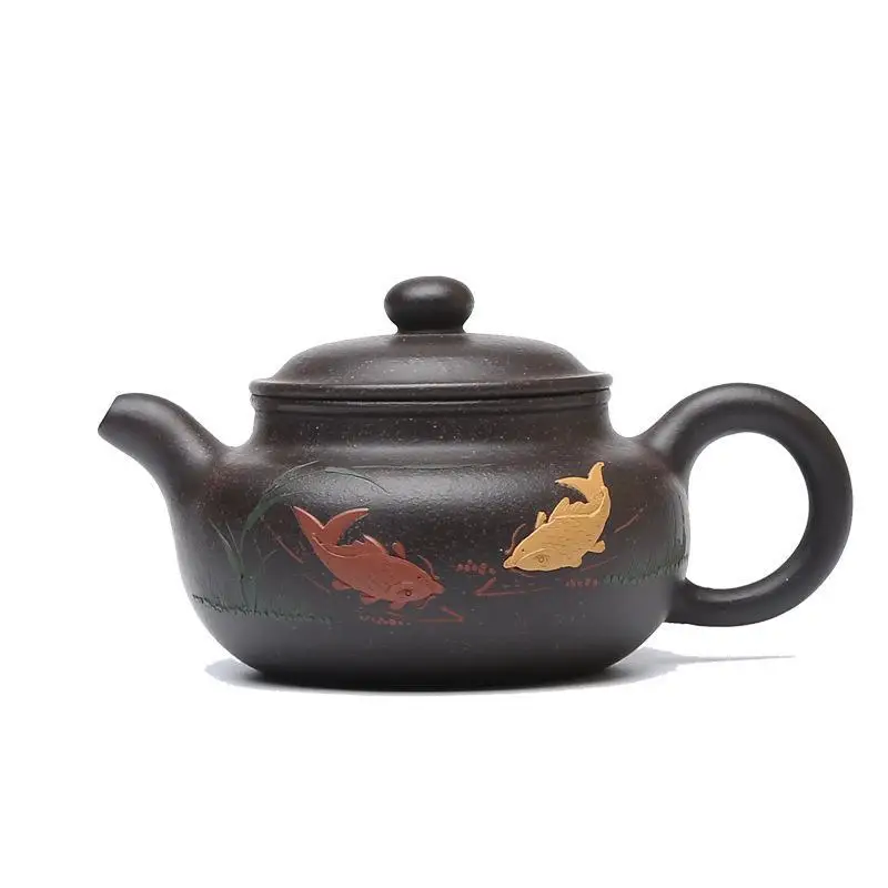 

Hand Made Pot Painted Mud Antique Teapot Purple Clay Tea Set Teapots Author Jihong 160ml Chinese Zisha Gongfu