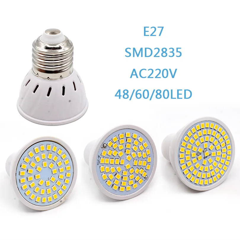 Mufava E27 E14 MR16 GU5.3 GU10 лампада светодиодные лампы 110 В 220 Bombillas 48 60 80 LED 2835SMD Lampara пятно