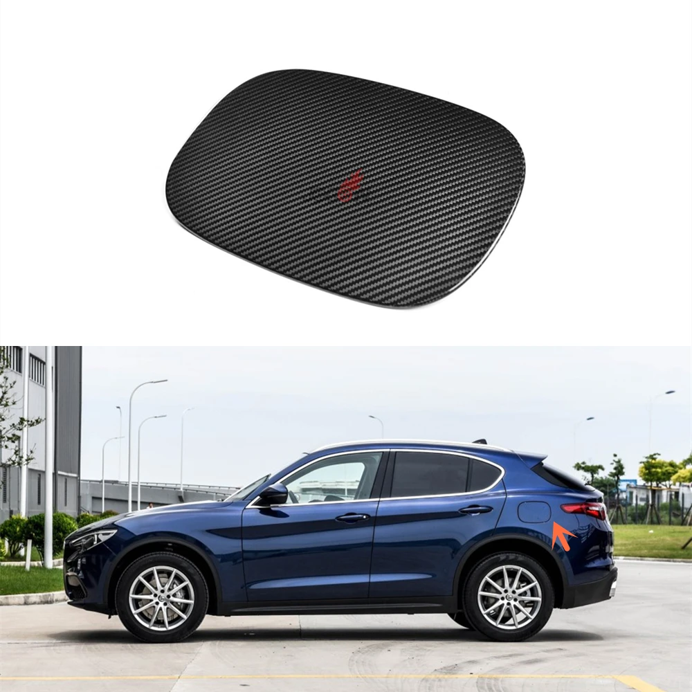 

Car Gas Cap Cover Fuel Tank Decal Trim For Alfa Romeo Stelvio 2017- 2018 Full Carbon Fiber