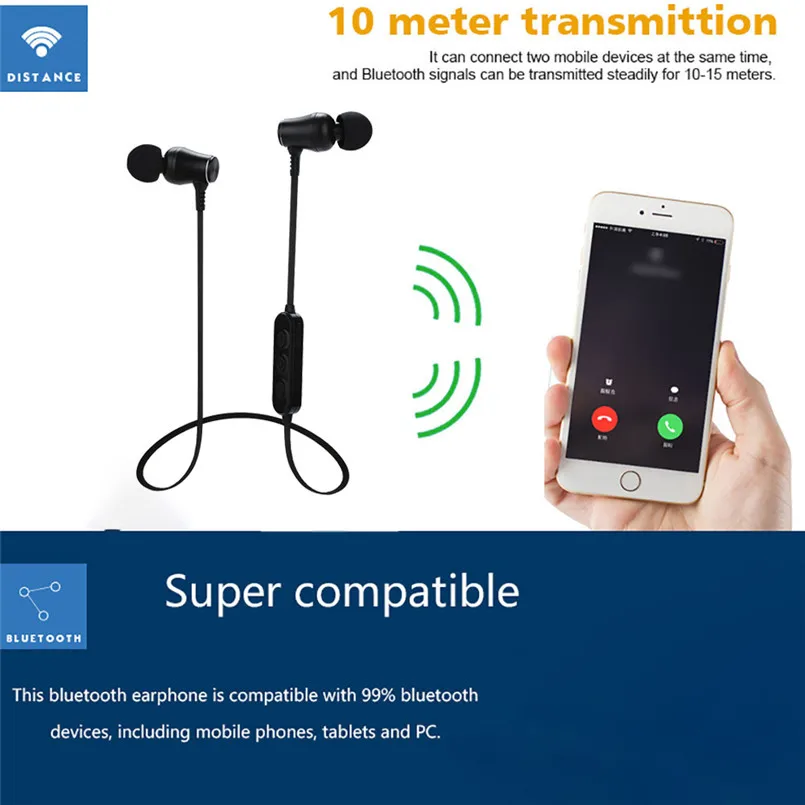 Bluetooth Sports Magnetic Earphone Wireless Bluetooth V4.2 Stereo Headset Headphones Earbuds USB Charging Cable 40NT23 (8)