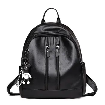 

Fashion Women Lady Girl School Book PU Leather Big Backpack Travel Shoulder Bag Ladies Black bagpack mochila feminina