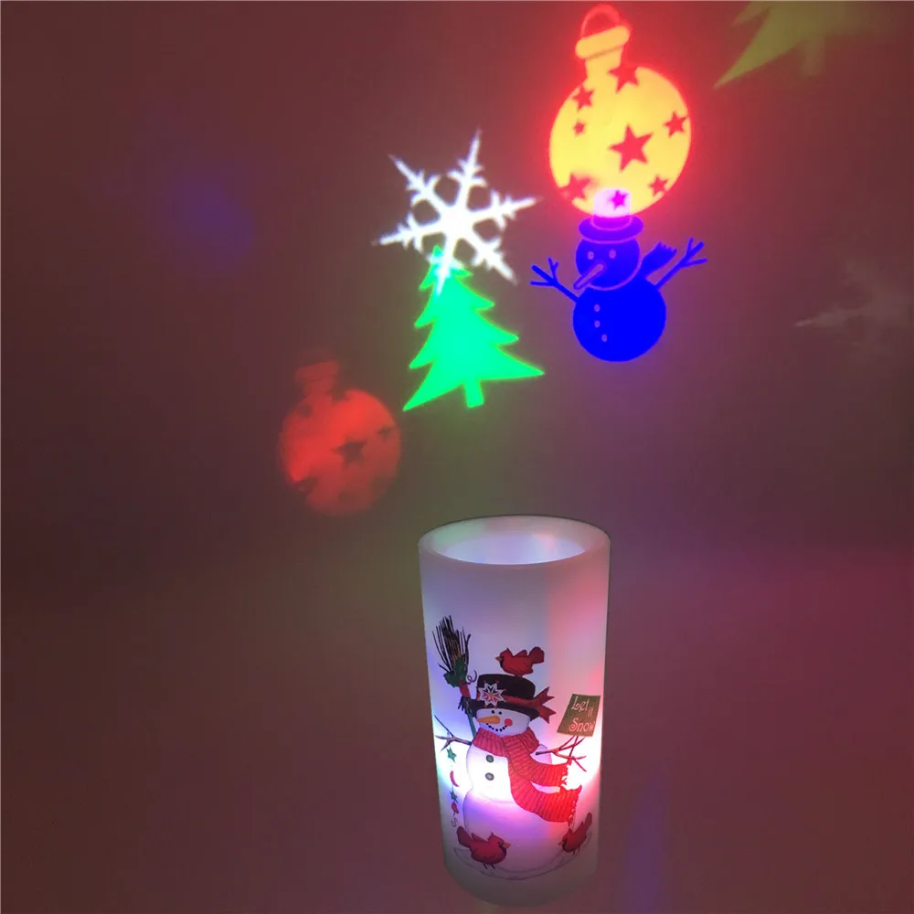Светодио дный Светодиодная свеча проектор свет диско изображение проекция лампа Хэллоуин Рождественские украшения для дома Рождество