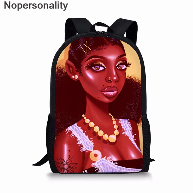 Nopersonality Black Art Afro Girl Print African Backpack for School Teenage Girls Book Bags Toddler Schoolbag Mochila Escolar - Цвет: LH1053C