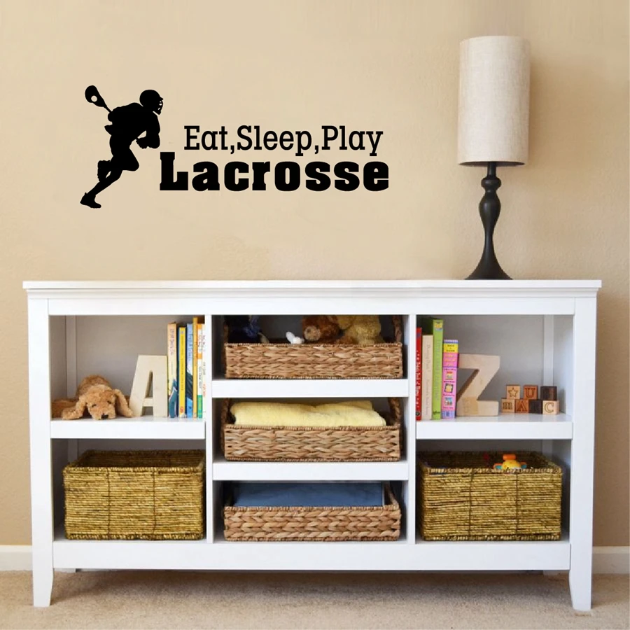 

"EAT SLEEP PLAY LACROSSE" BOY LACROSSE WALL DECAL SPORTS VINYL WALL STICKER