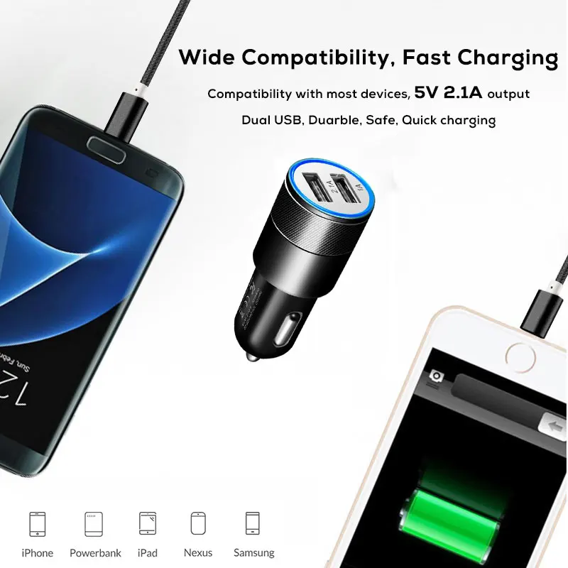 SUPTEC USB شاحن سيارة الهاتف المحمول 2A المزدوج USB سريع شاحن آيفون XS X 8 هواوي Xiaomi البسيطة محول سيارة-شاحن