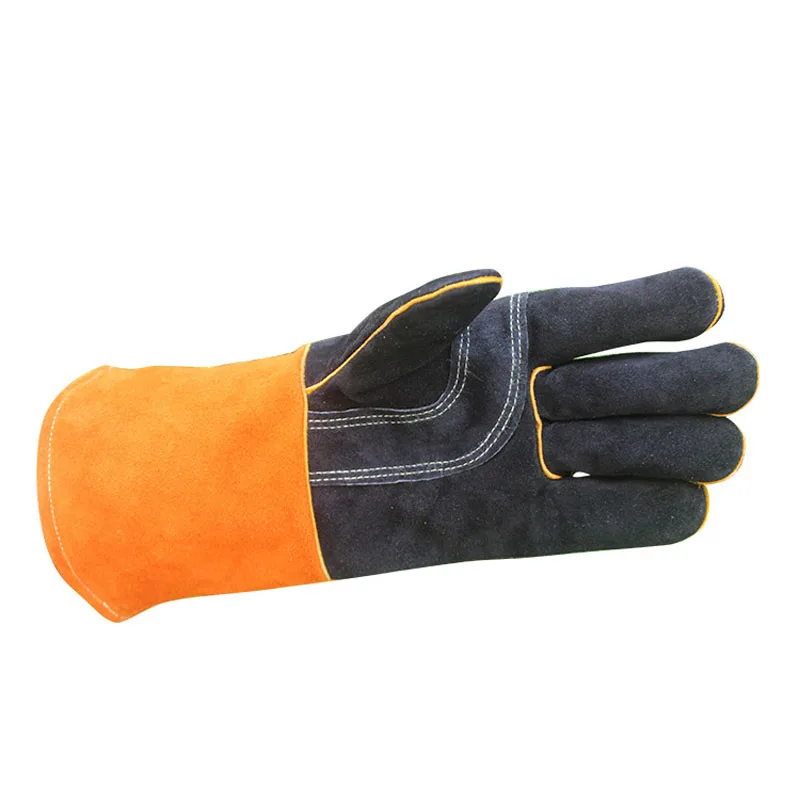 

Heat Grill Oven Gloves Heat Proof Leather BBQ Stove Cooking Baking Barbecue Glove with Cowhide Non-slip Patch Protective Gloves