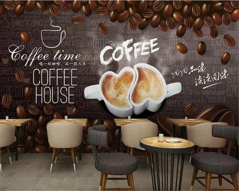 beibehang Personality simple atmospheric three-dimensional wallpaper hand-painted coffee decorative painting background behang