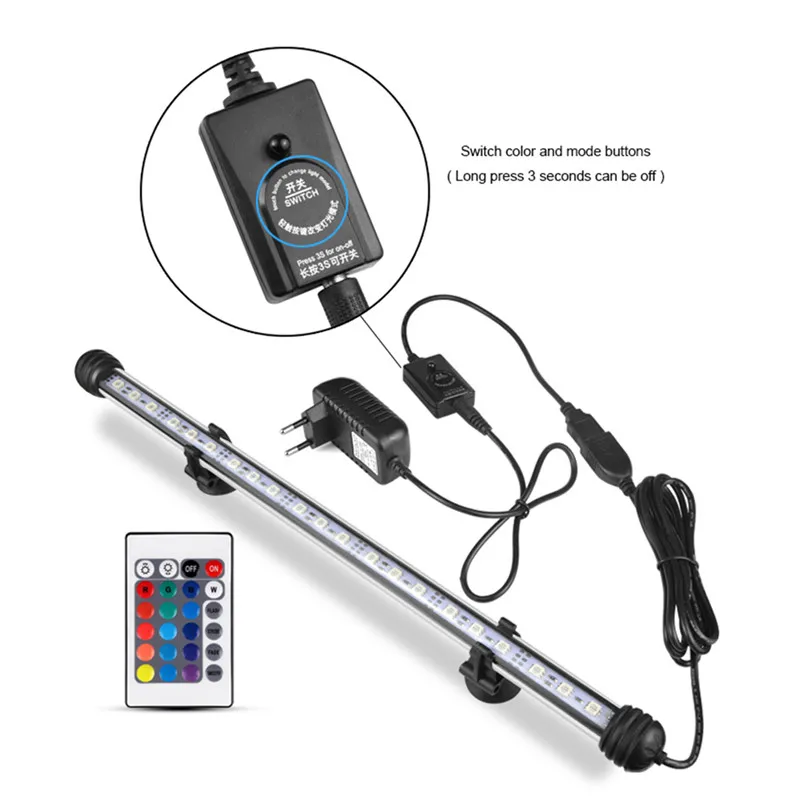 

LED Aquarium Licht Aquarium Decoratie Lamp 19/29/39/49 cm RGB LED Onderwater Bar Licht IP68 Waterdicht Plant LED kweeklampen