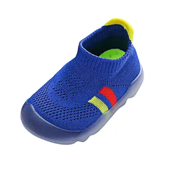 

Unisex New Girls Boys Stripe Animal Cartoon Prints Pattern Type Cute Toddler Infant Little Kids Knitted Breathable Shoes May 30