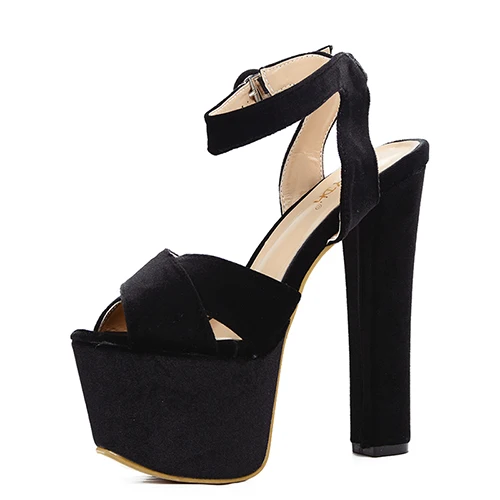 Gdgydh/очень высокий каблук сандалии женские на платформе; Босоножки с открытым носком; женская летняя обувь sapatos femininos Женская обувь толстый каблук обувь для зрелых женщин - Цвет: black