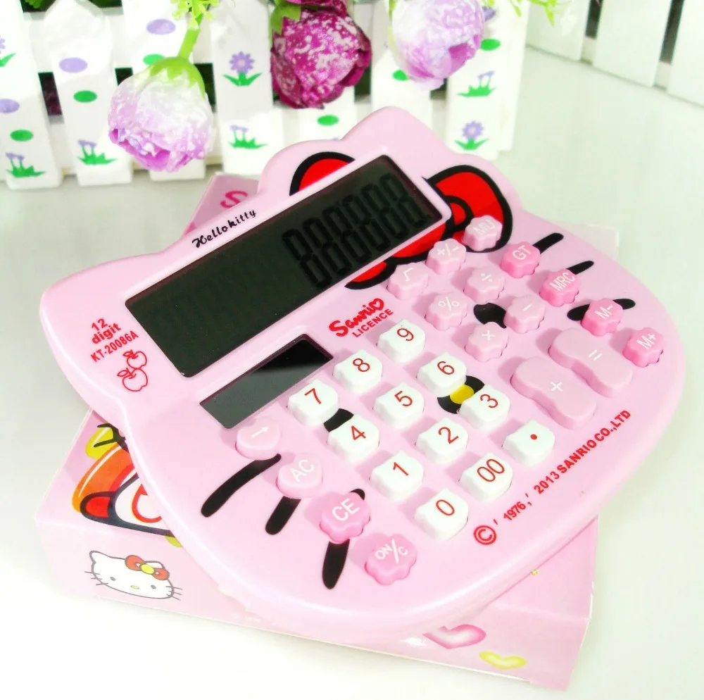 New Cute Hello Kitty Basic Electronic Calculator 12 Digitals Pink yey