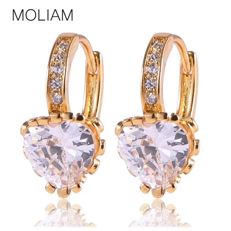 

MOLIAM Fashion Crystals Hoop Earrings For Women Gold-Color Cubic Zirconia Earring Brinco Wedding Trendy Jewelry Gift MLE023
