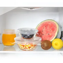 Многоразовая Крышка для хранения свежих продуктов, силиконовая крышка для хранения свежих продуктов, 6 шт., силиконовая растягивающаяся вакуумная миска, крышка может быть охлаждена