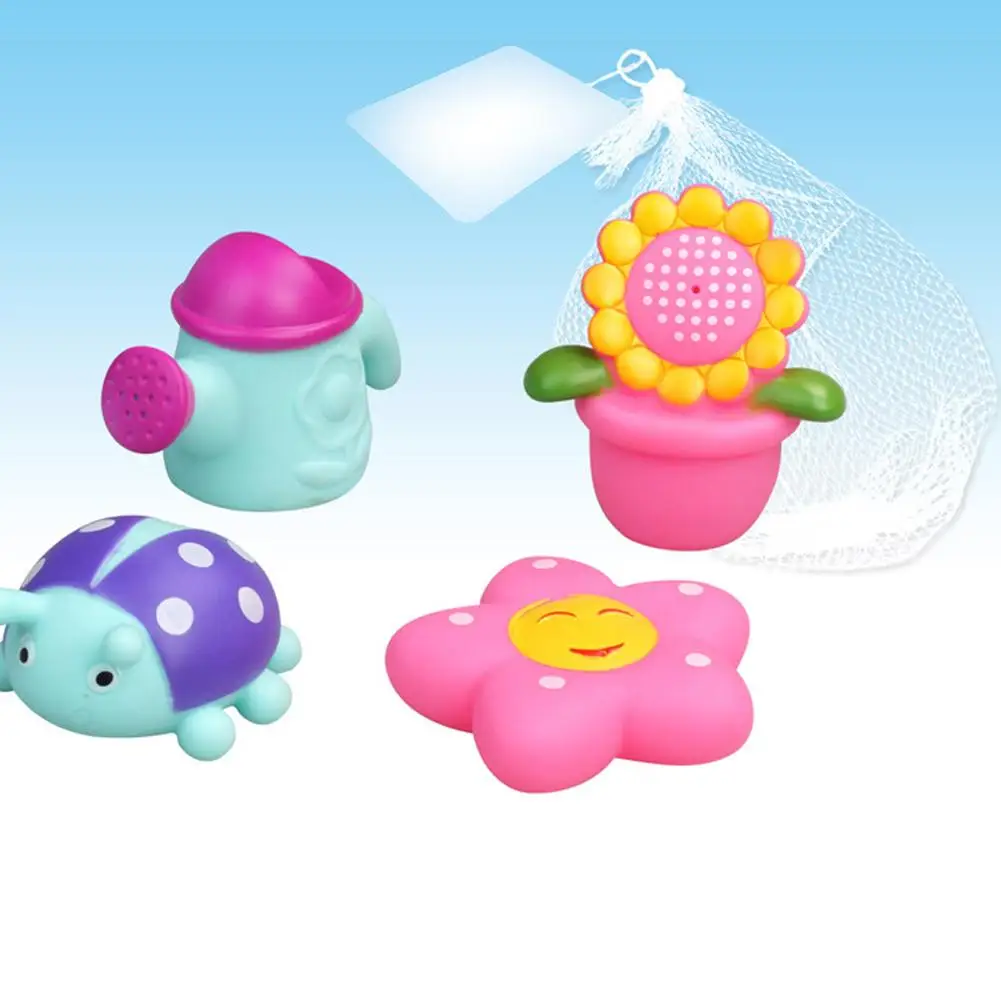 4PCS Of Baby Shower Bath Toys Sunflower Shower Spray Water Play Game For Bath Bathroom Toy