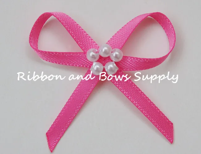 

Custom Size Garment bows satin mini bows with pearls small bows for bra decoration Apparel Accessories 196 colors available
