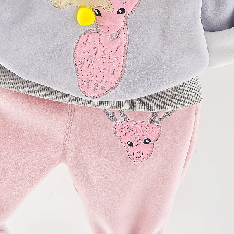 Зимняя детская одежда комплект одежды из 3 предметов для мальчиков и девочек с рисунком оленя, вельветовый плотный теплый свитер детская одежда