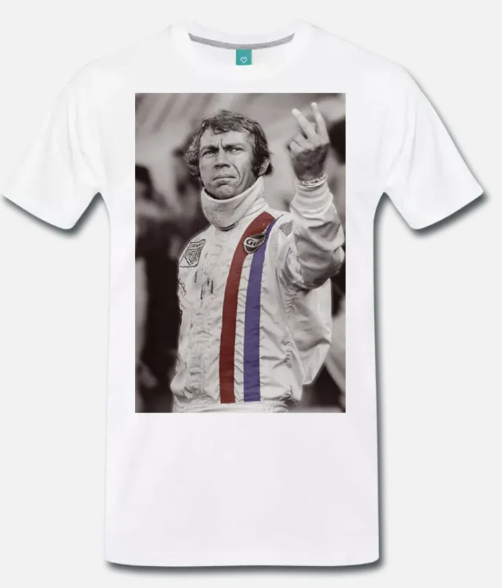 T-SHIRT TRIBUTO STEVE MC QUEEN ATTORE MITO CORSE RACING 2 - S-M-L-XL-2XL-3XL