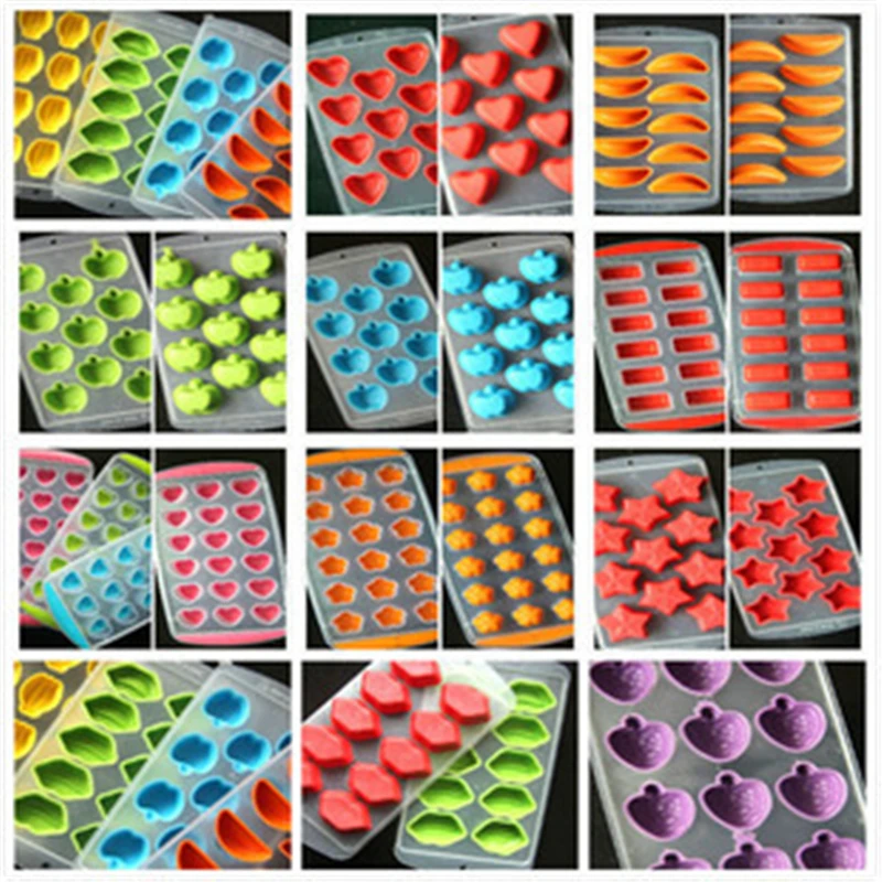 

Creative Ice Tray Heart Banana Type Apple Type Pentagram Grape Type Ice Box Silicone Mold Clear Texture Easy To Clean Release