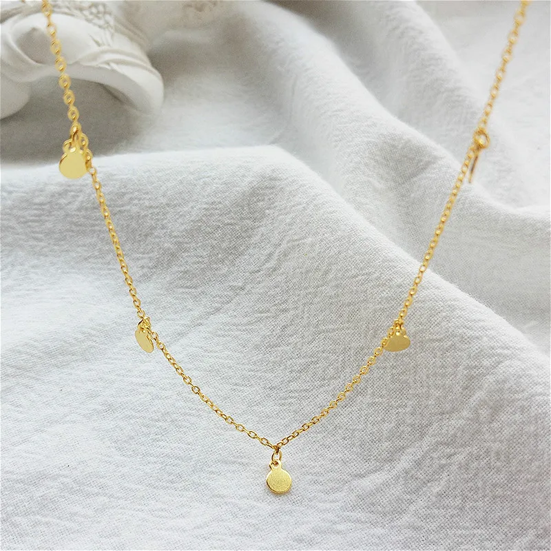 Fengxiaoling, новинка, модное Золотое маленькое круглое ожерелье с цепочкой, для женщин, 925 пробы, серебряное, милое, темпераментное ожерелье-чокер