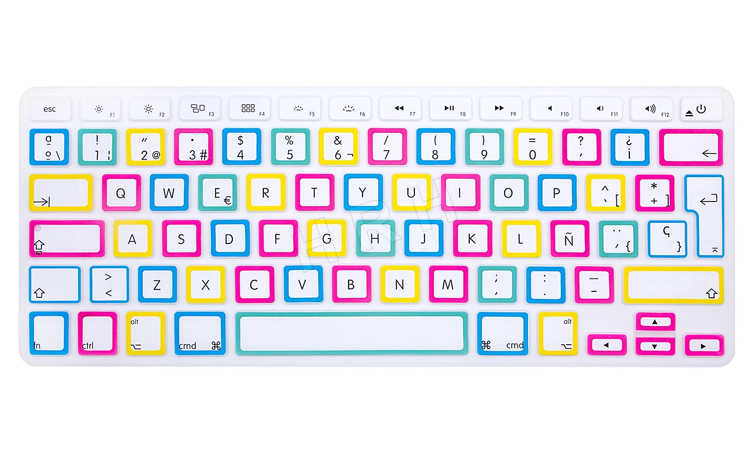 HRH 100 шт. испанский ESP ЕС/Великобритания цветок силиконовый чехол клавиатуры кожи протектор для Macbook Air Pro retina 13 15 17 - Цвет: White Big Font