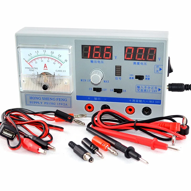 

Free shipping PS1502 Mini DC Power Supply Adjustable Digital Regulated power 15v 2a Dual display for all cell phone repair