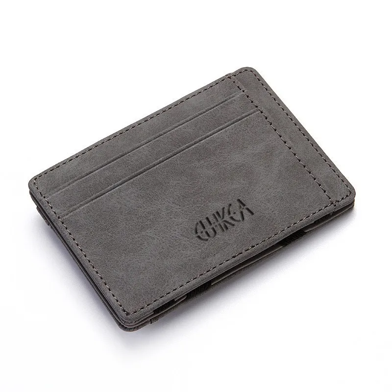Дизайн мужской маленький волшебный кошелек из искусственной кожи мини-кошелек на молнии для монет пластиковый чехол для кредитных карт - Цвет: Grey