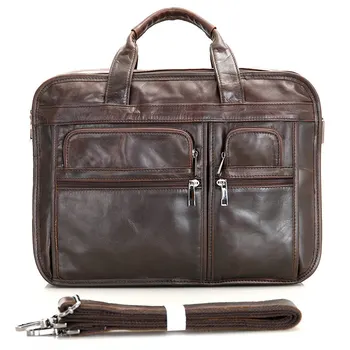 

J.M.D 100% Genuine Vintage Leather Men's Chocolate Shoulder Messenger Bag Briefcase Laptop Handbags 7093
