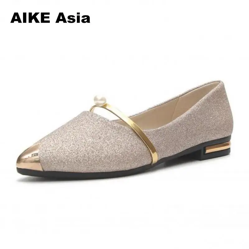 Pointu Paillettes Printemps 2018 Tissu Plates Asie Black D'été Shoessandals Dames Bout Décontracté Aike silver Nouvelles Femmes Chaussures gold Confortable wPO5qR