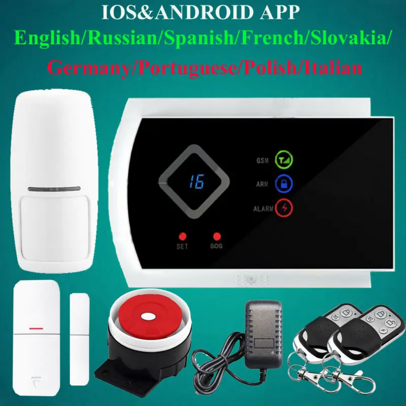 

Free shipping IOS & Android App support  home security wireless GSM alarm system 101 zone English,Russian language
