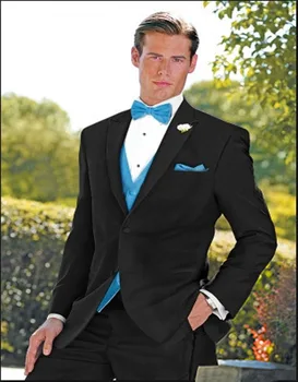 

2017 Best Sellers Man Blazers Custom Made Peak Lapel One Button Three Pockets Man Suits (Jacket+Pants+Vest+Bow Tie)