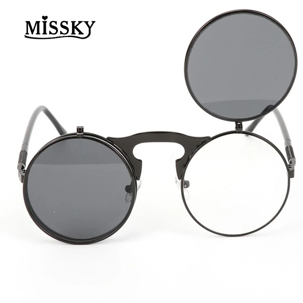 

MISSKY 2018 Brand DesignMetal-frame Sunglasses with Upturning Cover Street Snap Party Eyewear Birthday Gift Ornament ER0