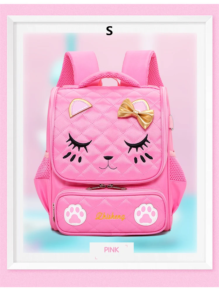 Милый котенок ребенок ортопедии школьная сумка для девочки японский БЛАГОРОДНЫЙ мультфильм для детей школьного рюкзака