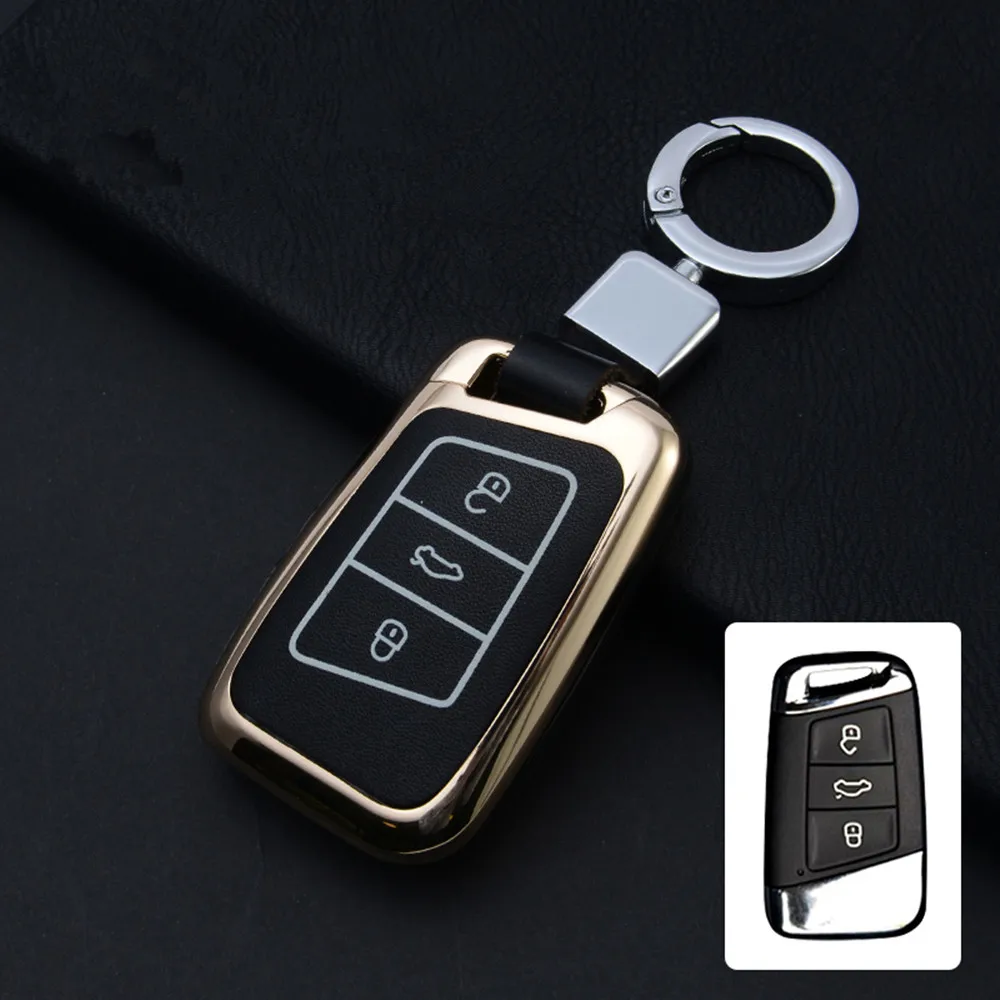 

Car Key Cover Case Key Case Galvanized Alloy For Volkswagen V W Tiguan MK2 Magotan Passat B8 CC 2017 2018 For Skoda Superb A7